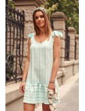 Rochie de vara in dungi legata pe umeri, menta PR3203 - Magazin online - Boutique